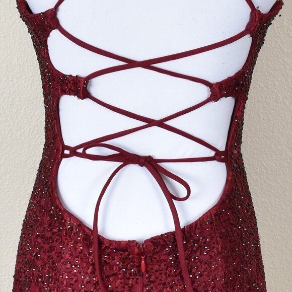 Ellie Wilde Mon Cheri Wine EW21933S Short Formal Dress - 10 - Picture 9 of 11